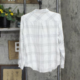 Well Worn Womens Casual Button Up Long Sleeve Shirt 1742531 White / Gray M