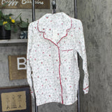 Charter Club Printed Flannel Pajama Set Delicate Cardinal White Multi 1X