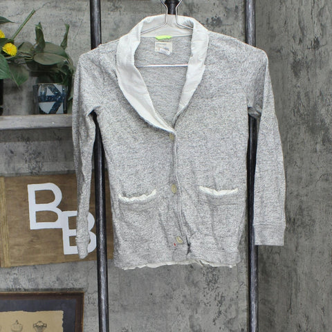 Crewcuts Girls Button Front Silk Trim Cardigan Sweater 167235a9159854 Gray 10