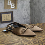 A New Day Womens Camille Satin Slingback Bow Flats 94648293 Brown 7.5M