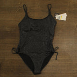 Salt + Cove Lurex Open-Back Scoop-Neck One-Piece Swimsuit Black Shimmer M