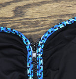 Shape Solver Shirred Zipper Tank One Piece Swimsuit 80005019 Black / Blue 12