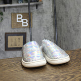 Stars Above Merritt Platform Shine Scuff Slide Slippers Silver Gray S (5-6)