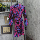 Tahari ASL Womens Printed Faux-Wrap Dress DEM643-T4 Black Cobalt 2