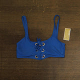 Michael Michael Kors Womens Lace Up Grommet Swim Top MM3Q457 Cobalt Blue XL