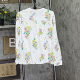 Style & Co. Cotton Printed Henley Top 100142569MS Retro White Multi M