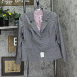 Van Heusen Womens Stretch 2-Button Pinstripe Blazer Jacket Gray / Purple XL