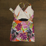 Anne Cole Swim Dress With Skirted Bottom One Piece Mod Tropical White Multi 14