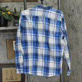 Wrangler Mens Long Sleeve Cotton Button Up Shirt Blue / White Plaid L