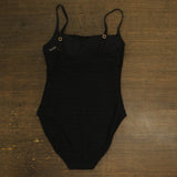 La Blanca Womens Horizontal Ribbed One Piece Swimsuit Black See Measurements