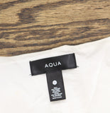 Aqua Linen Blend Square Neck Button Front Collarless Jacket Ivory Off White S
