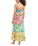 Bar III Womens Tiered Printed Ruffle Cover Up Dress MBSZ24834 Multi Blue XS