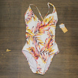 Kona Sol Women's V-Neck Cross Back Medium Coverage One Piece Swimsuit 78668310
