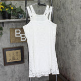 Bar III Double Strap Lace Knit Lined Sleeveless Shift Dress 10832044 White XL