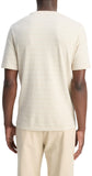 Vince Short Sleeve Stripe Loose Knit Crew T-Shirt Coyote Brown / Off White S