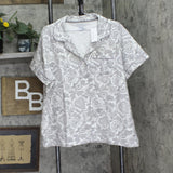 Vera Bradley Cotton Pajama Set Button-up Shirt and Shorts Java Lace Gray 2XL