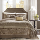 Madison Park Reversible Quilted 3-Piece Bedspread Set Brown / Gold Queen
