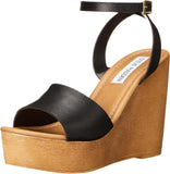 Steve Madden Women's Welsh Heeled Sandal WELS01S1 Black Leather 10M