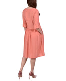 Ny Collection Swiss Dot Bell Sleeve Midi Sundress MNKD3217 Tawny Orange S