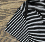 Polly & Esther Juniors Pinstriped Jewel Neck Skimmer T-Shirt Top Black / White M