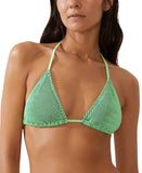 Cotton On Womens String Triangle Bikini Top Intense Lime / Black Crinkle XS