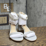 Jewel Badgley Mischka Lydia Evening Sandals Shoes Silver Tone Glitter Gray 11M