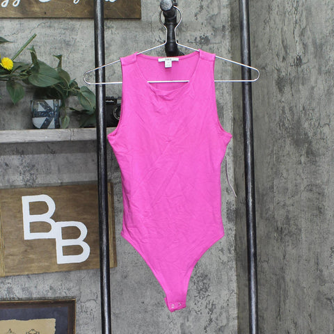 Bar III Womens Bodycon Knit Bodysuit Pink XS