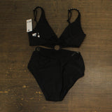 Bar III Womens Tell Me About It Studded One Piece Swimsuit Black / Silver S