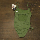 Salt + Cove Juniors Lurex Open-Back Scoop-Neck One-Piece Swimsuit Olive Green XS