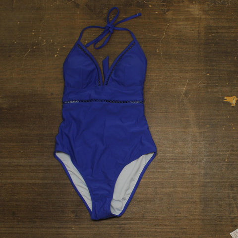 Cupshe Womens Vibrant Halter One-Piece Swimsuit Blue M