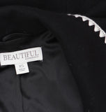 Beautiful By Lawrence Zarian Double Knit Lined Belted Coat Black Multi XS