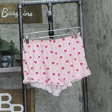 Stripe And Stare and Stare Diamond Heart Frill 2-Piece Pajama Set Pink Red S