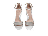 Naturalizer Faux Leather Strappy Block Heel Sandals Satin Silver Gray 6M