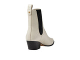 Michael Kors Bootie Block Heel Chelsea Pull On Light Cream Off White / Black 9M