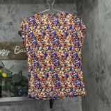 Adrienne Vittadini Sleeve Floral Top with Pleat Detail Action Floral Red Multi S