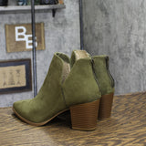 Sun + Stone Womens Faux Suede Block Heel Elizaa Booties Olive Green 8.5W