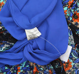Belle Du Jour Floral Printed Lace Hem Tank Top Blouse With Scarf Blue / Multi M