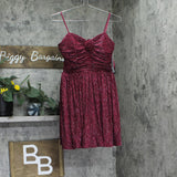 City Studio Metallic Velvet Spaghetti Strap Fit Flare Mini Dress Wine Red 7 / 8