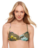 Salt + Cove Juniors Floral-Print Sweetheart Bikini Swim Top 806993 Sage Green S