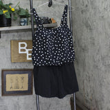 Swim Solutions Plus Size Polka Dot Swim Romper One Piece Rain of Dots Black 18W