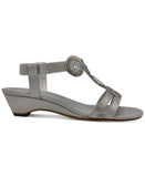 Karen Scott Womens Catrinaa Faux Leather Evening Sandals Silver Gray 9M