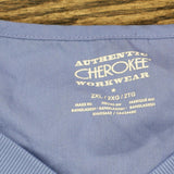 Cherokee Womens V-Neck Short Sleeve Ribbed Back Scrub Shirt Top Blue 2XL