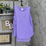 Susan Graver Woven Jacquard Sleeveless Top Woven A353355 Dusty Purple L