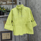 MarlaWynne Womens Canvas Drama Snap Front Jacket with Pockets Pear Green M