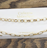 Catherine Malandrino 2 Pack Faceted Charm Chain Link Bracelets Gold Multi 7.5"