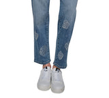 Karl Lagerfeld Paris Womens Floral Motif Cropped Jeans L5TK2265 Coastal Blue 6