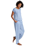 State Of Day Womens Silk Touch Woven Pajama Shirt Top Eventide Blue 2XL