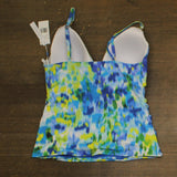 Bleu by Rod Beattie Womens Beach Life V-Neck Tankini Top Swim Cool Blue 14