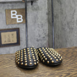A New Day Womens Channing Studded Slip On Mule Flats Jet Black / Gold 6.5M
