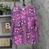 Denim & Co. Perfect Jersey Long-Sleeve Tunic Shirt Dark Burgundy Purple XL